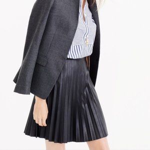 J. Crew Black Pleated Faux Leather Mini Skirt